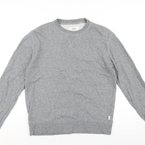 Marks and Spencer Mens Grey Cotton Pullover Sweatshirt Size S