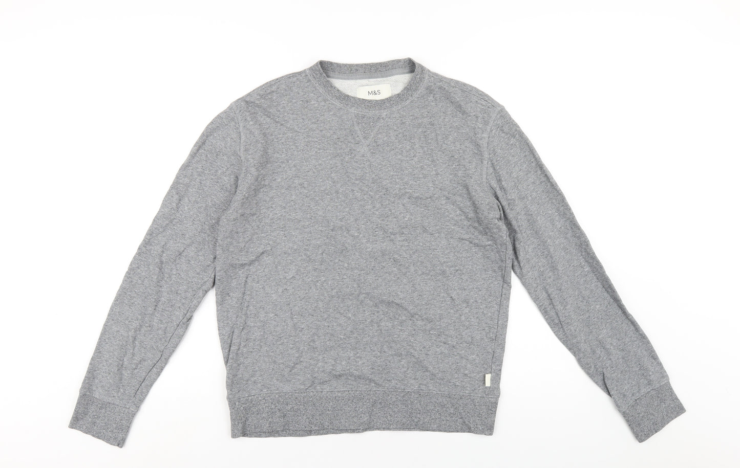 Marks and Spencer Mens Grey Cotton Pullover Sweatshirt Size S