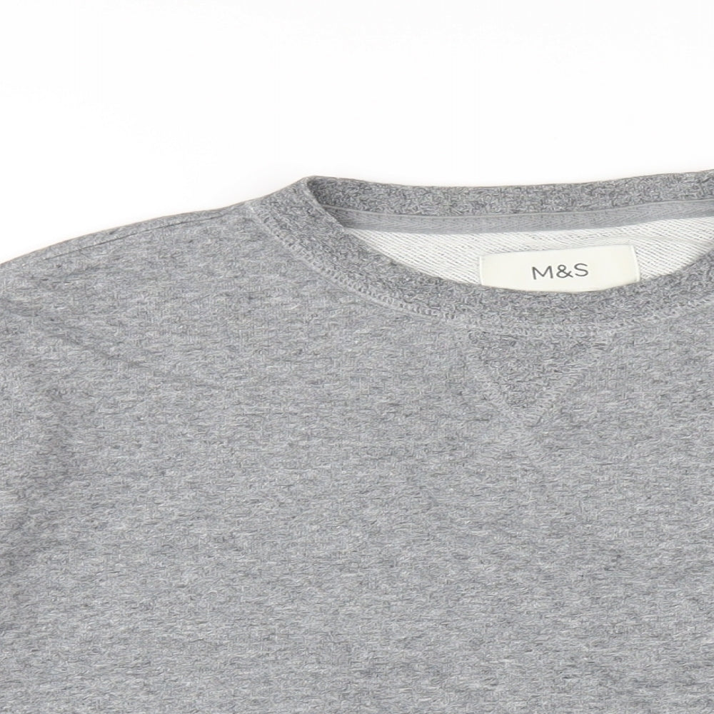 Marks and Spencer Mens Grey Cotton Pullover Sweatshirt Size S