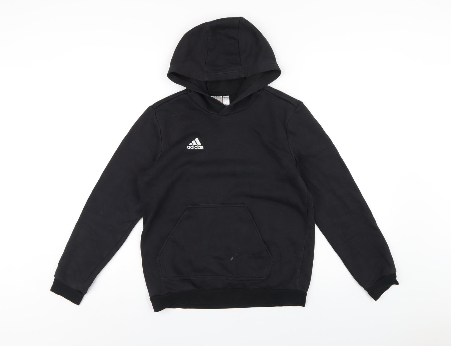 adidas Boys Black Cotton Pullover Hoodie Size 11-12 Years Pullover