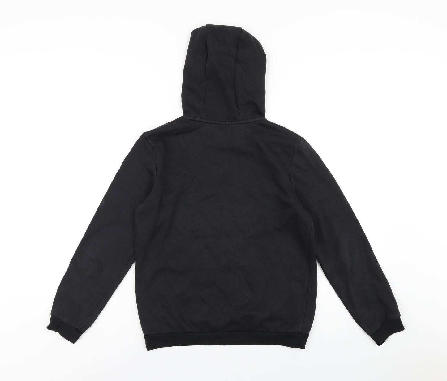 adidas Boys Black Cotton Pullover Hoodie Size 11-12 Years Pullover