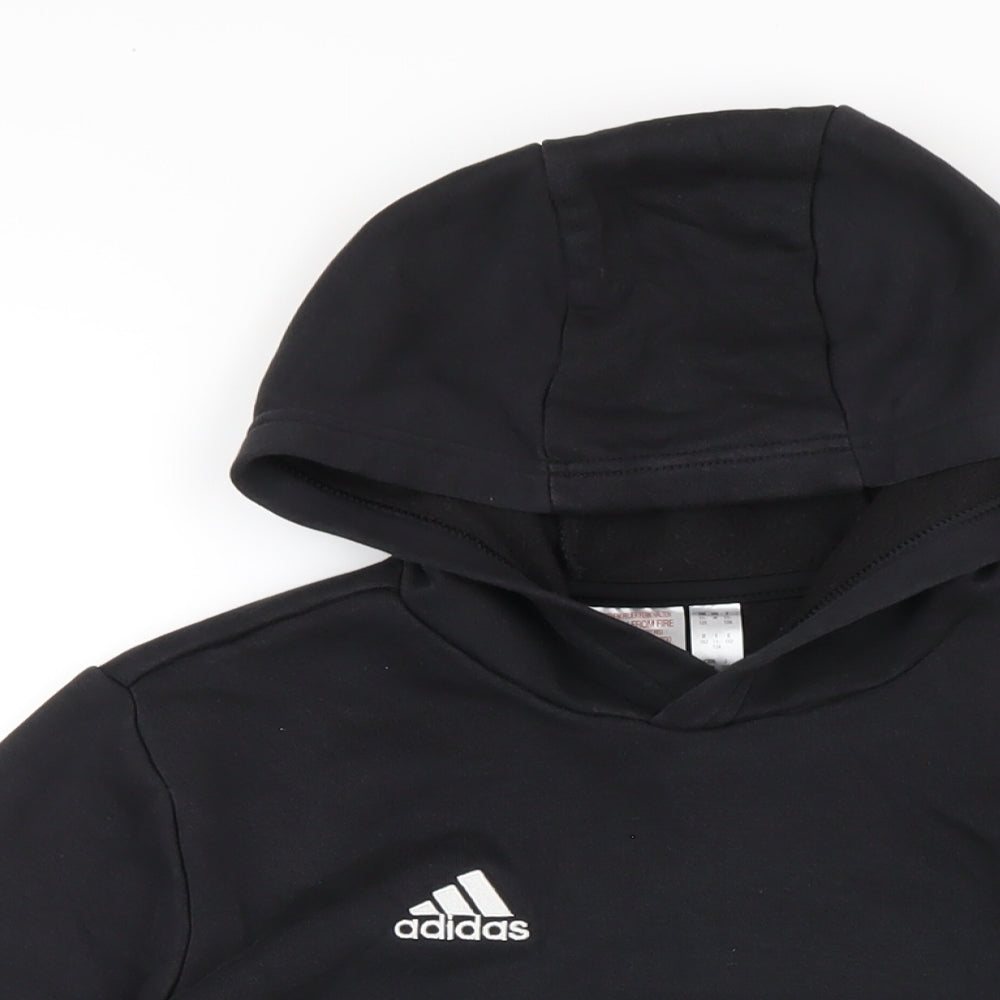 adidas Boys Black Cotton Pullover Hoodie Size 11-12 Years Pullover