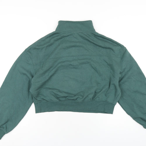 H&M Womens Green Cotton Pullover Sweatshirt Size M Zip