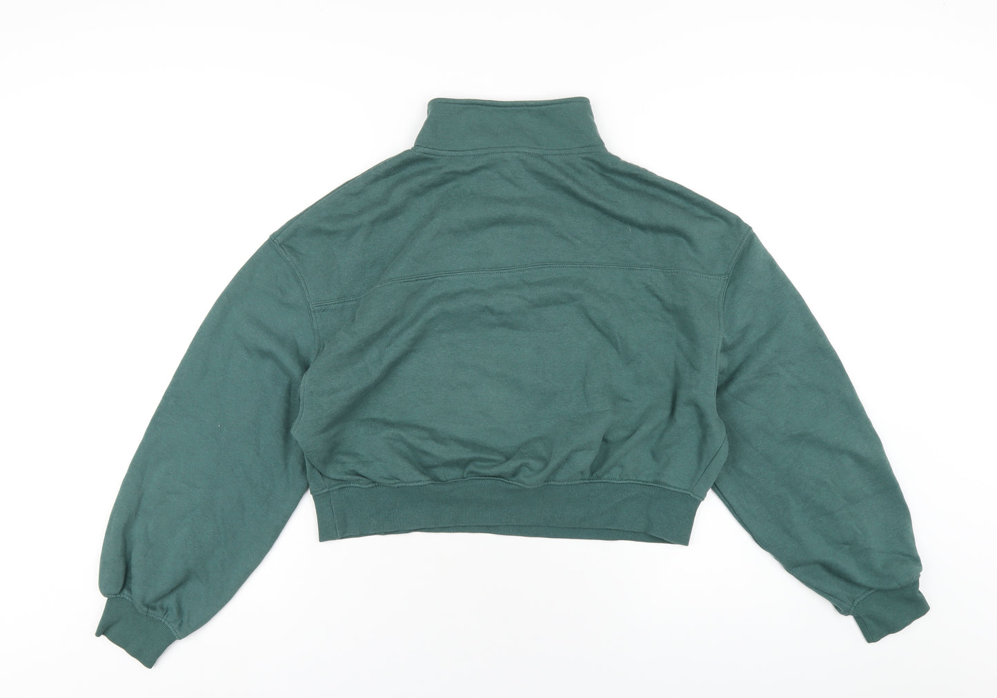 H&M Womens Green Cotton Pullover Sweatshirt Size M Zip