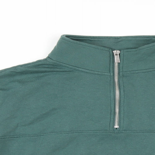 H&M Womens Green Cotton Pullover Sweatshirt Size M Zip