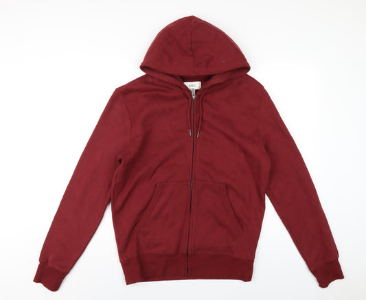 Marks and Spencer Mens Red Cotton Full Zip Hoodie Size S