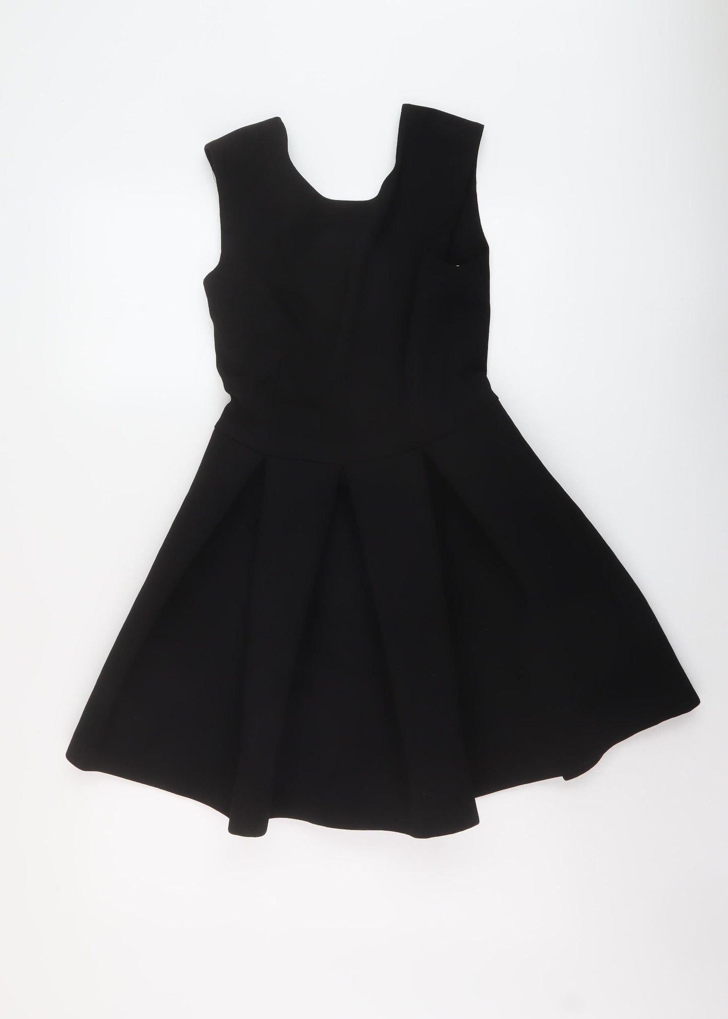 Floyd Womens Black Polyester Skater Dress Size 10 Round Neck Zip