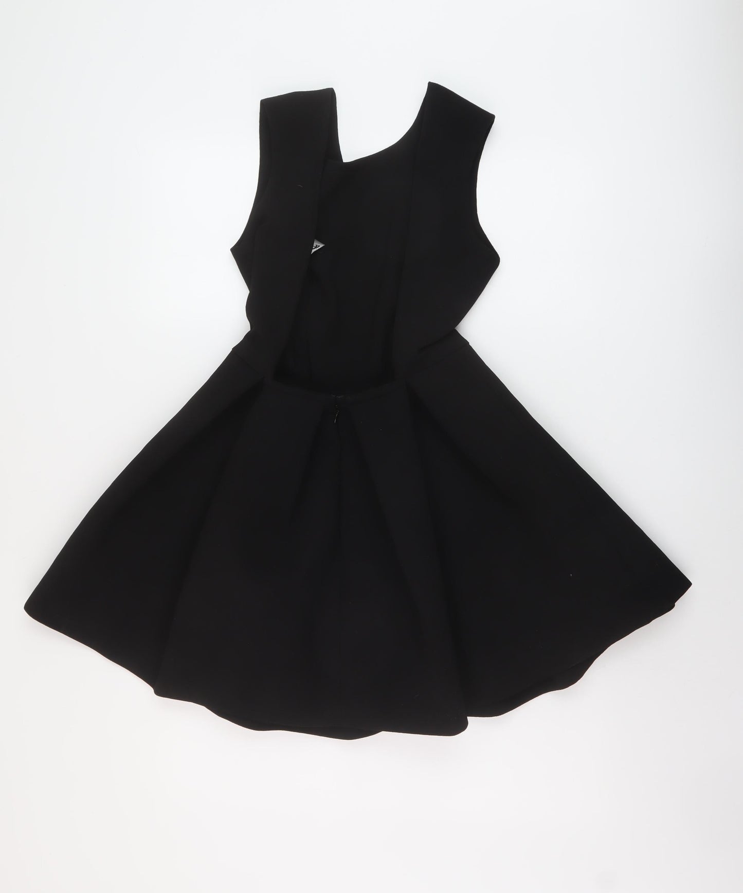 Floyd Womens Black Polyester Skater Dress Size 10 Round Neck Zip