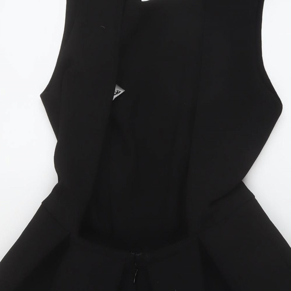 Floyd Womens Black Polyester Skater Dress Size 10 Round Neck Zip