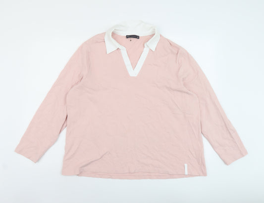 Marks and Spencer Womens Pink Cotton Basic Blouse Size 20 Collared