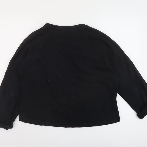 John Lewis Womens Black Cotton Pullover Sweatshirt Size M Pullover