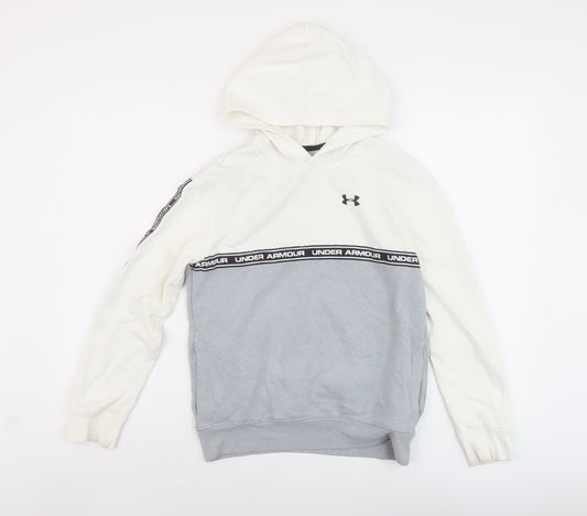 Under armour Boys Grey Cotton Pullover Hoodie Size 11-12 Years Pullover