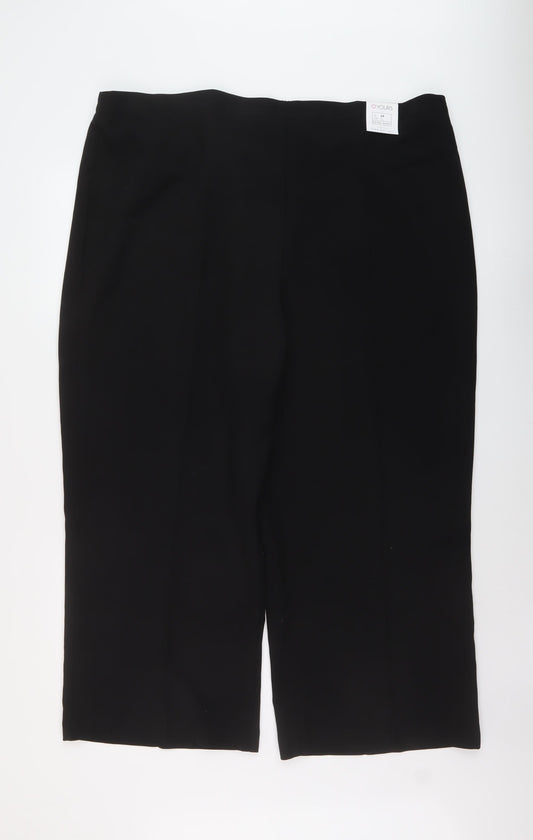 Yours Womens Black Polyester Trousers Size 24 L26 in Regular