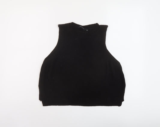 New Look Womens Black Round Neck Acrylic Vest Jumper Size 10