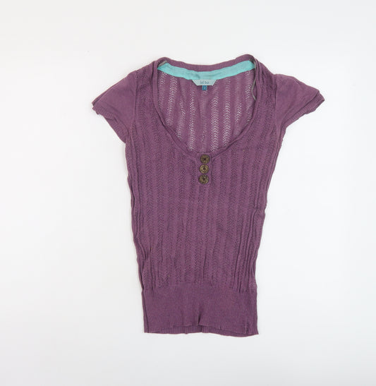 Fat Face Womens Purple Scoop Neck Cotton Pullover Jumper Size 8