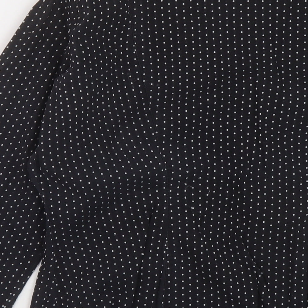 NEXT Womens Black Polka Dot Cotton Basic Blouse Size 10 V-Neck