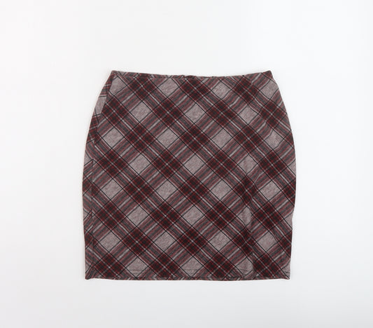 New Look Womens Red Plaid Polyester Mini Skirt Size 10