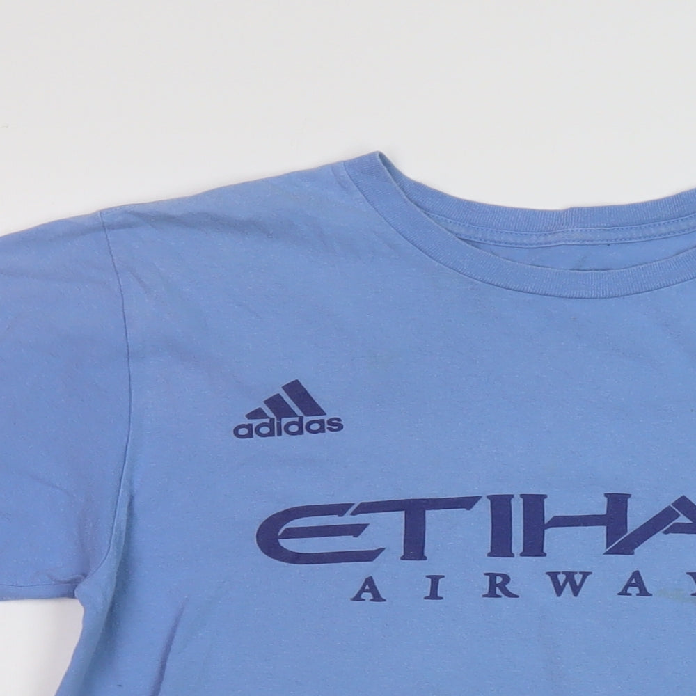 adidas Mens Blue Cotton T-Shirt Size M Crew Neck - New York City