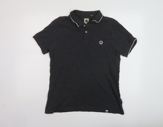 Peter Storm Mens Grey Cotton Polo Size S Collared Button