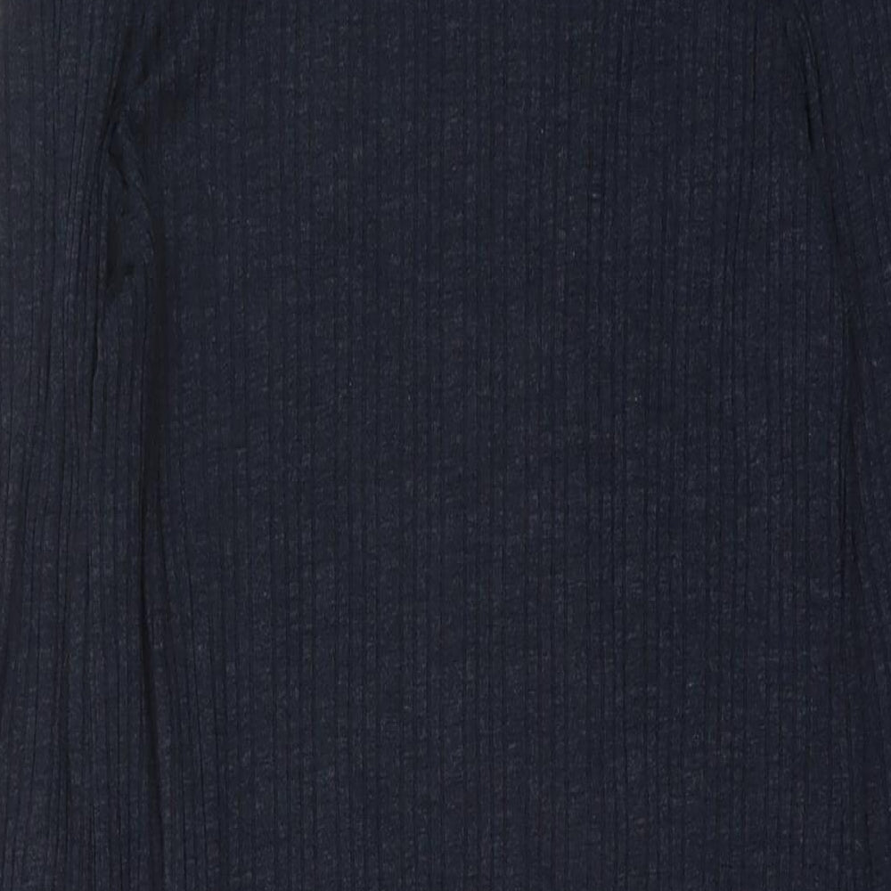 Marks and Spencer Womens Blue Polyester Jumper Dress Size 12 Roll Neck Pullover