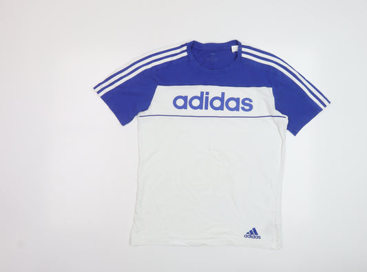 adidas Mens White Cotton T-Shirt Size S Crew Neck