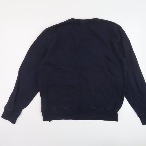 Zara Mens Blue Cotton Pullover Sweatshirt Size XL - Vintage