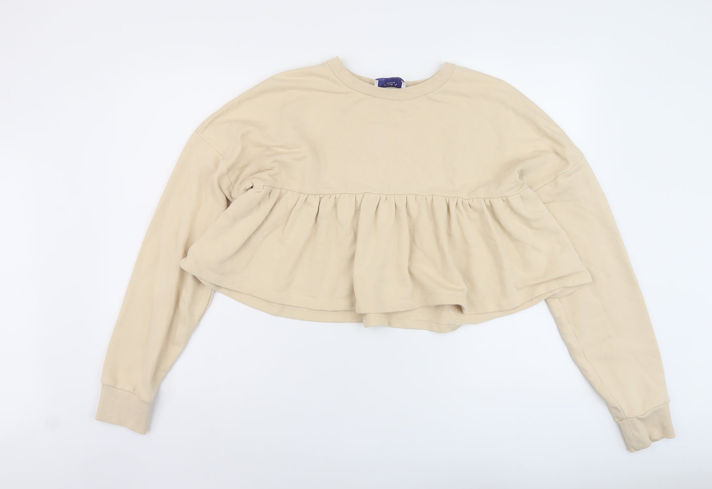 Zara Womens Beige Cotton Pullover Sweatshirt Size M Pullover