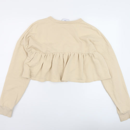 Zara Womens Beige Cotton Pullover Sweatshirt Size M Pullover