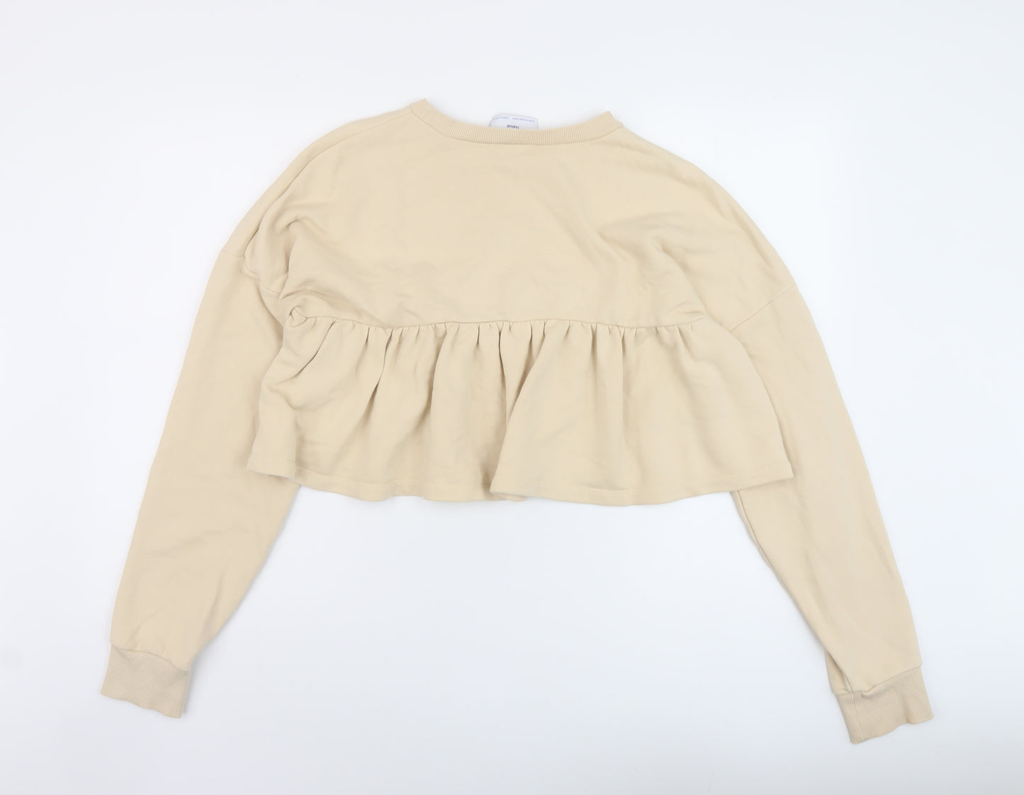 Zara Womens Beige Cotton Pullover Sweatshirt Size M Pullover