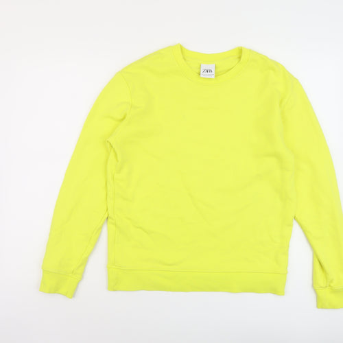 Zara Womens Green Cotton Pullover Sweatshirt Size M Pullover