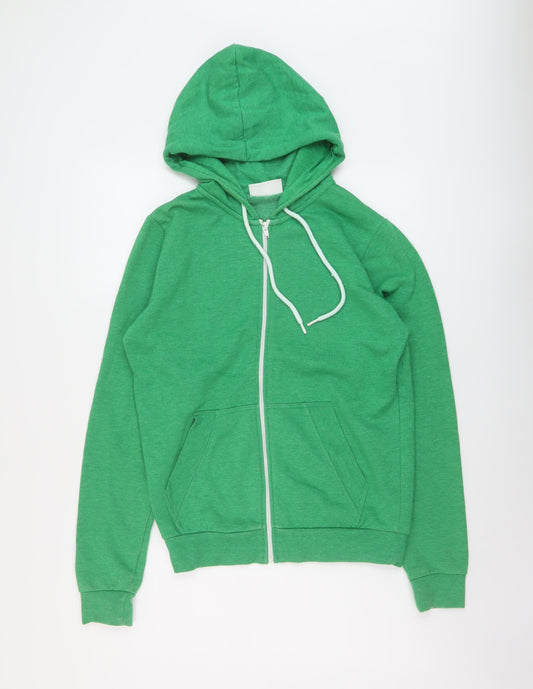 White Label Mens Green Polyester Full Zip Hoodie Size S