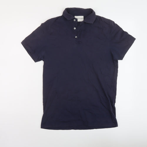 Bruun & Stengade Mens Blue Cotton Polo Size M Collared Button