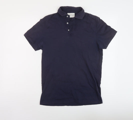 Bruun & Stengade Mens Blue Cotton Polo Size M Collared Button