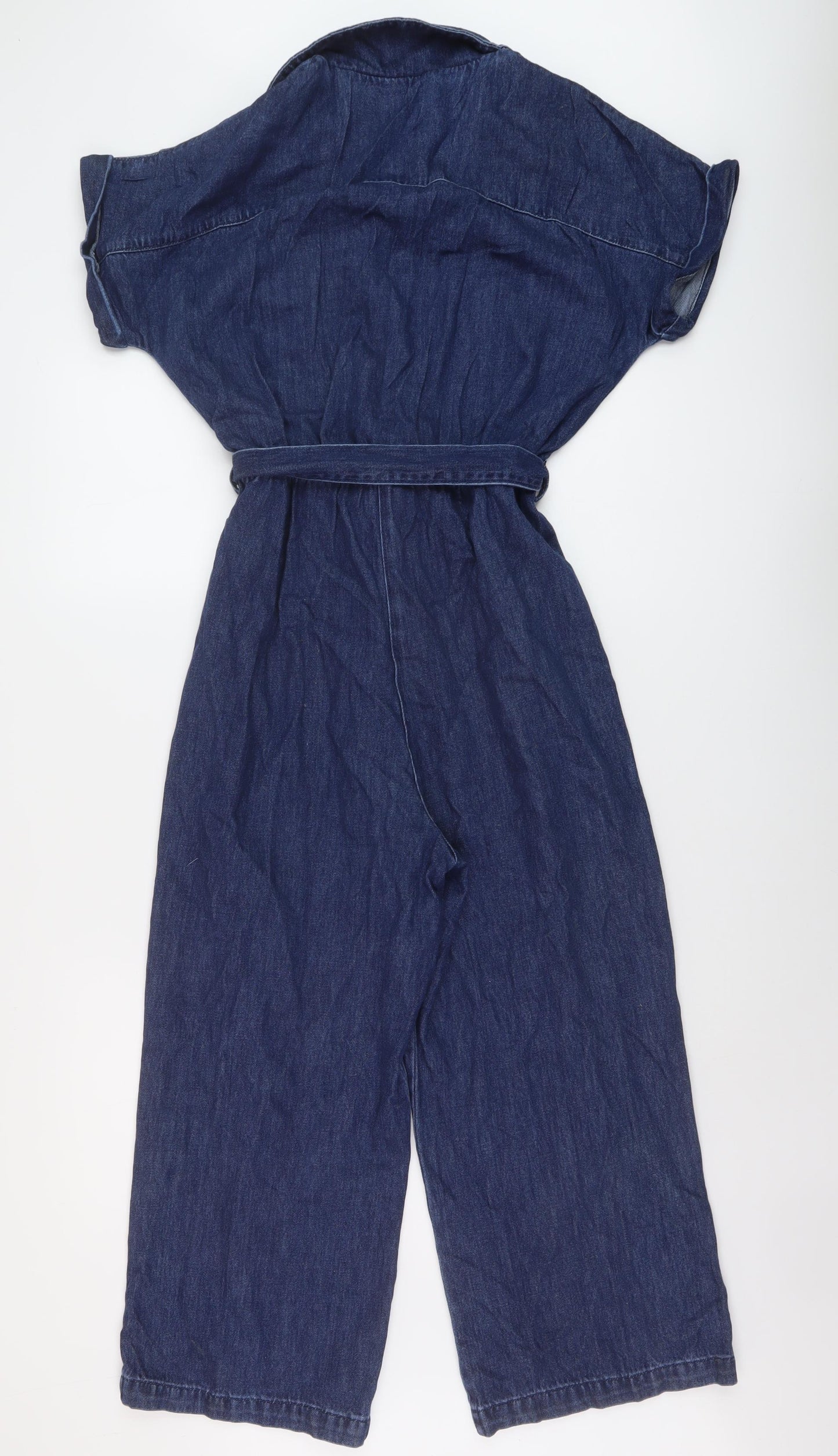 New Look Womens Blue Cotton Jumpsuit One-Piece Size 12 Button