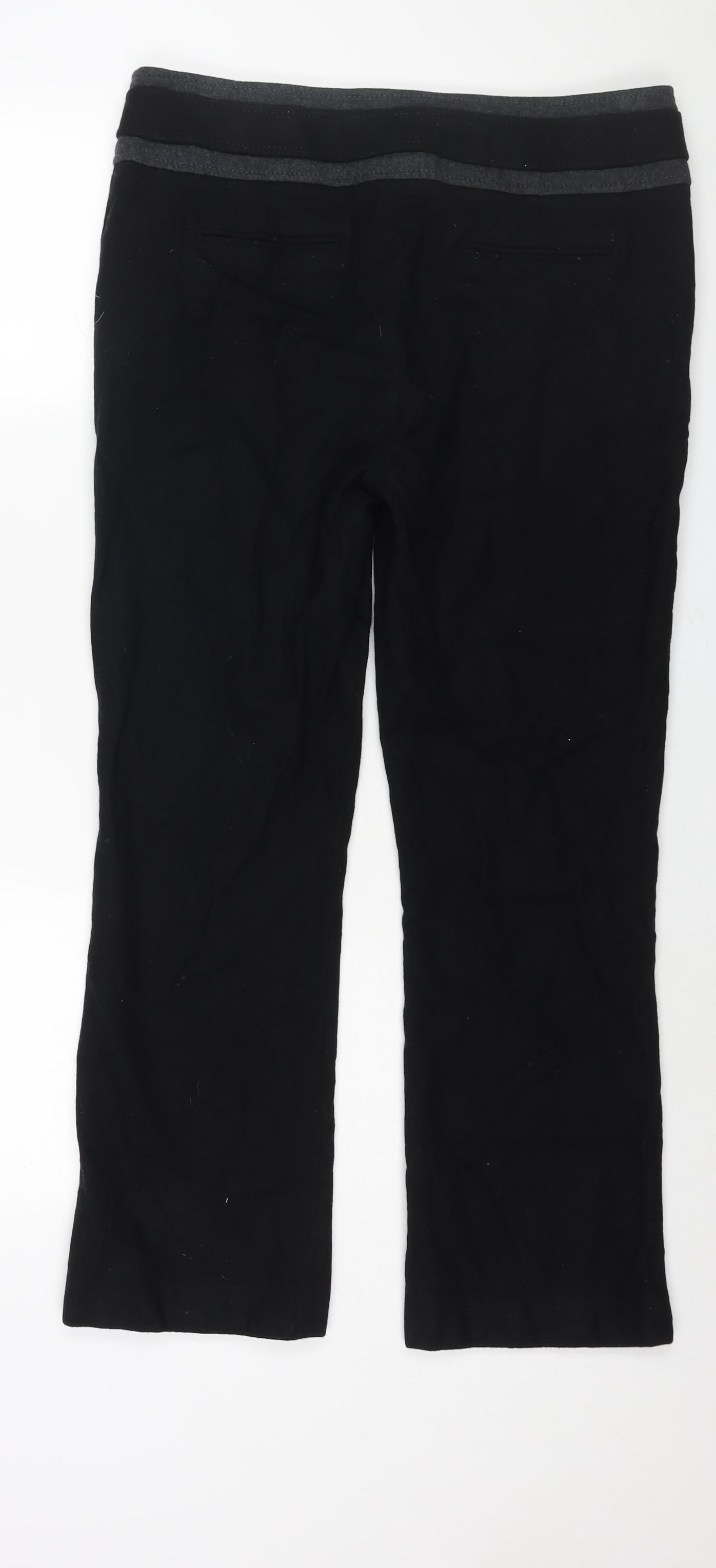 Karen Millen Womens Black Wool Trousers Size 16 L27 in Regular Zip - Button Detail