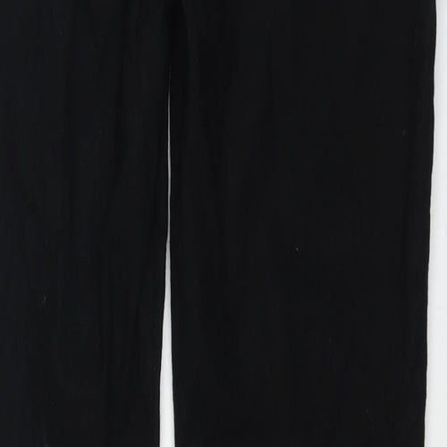 Karen Millen Womens Black Wool Trousers Size 16 L27 in Regular Zip - Button Detail