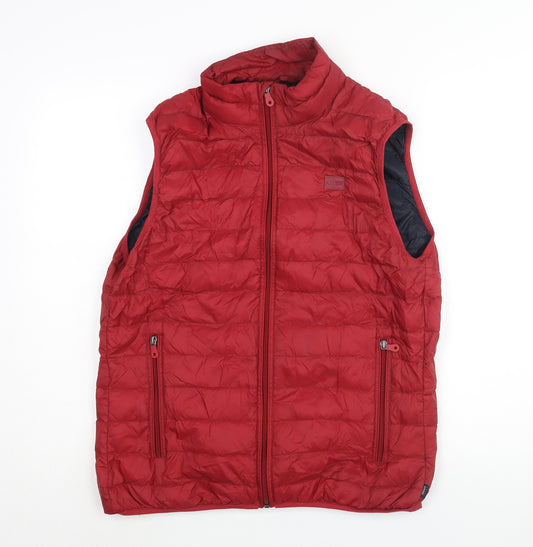 Armani Jeans Mens Red Gilet Jacket Size L Zip - Logo