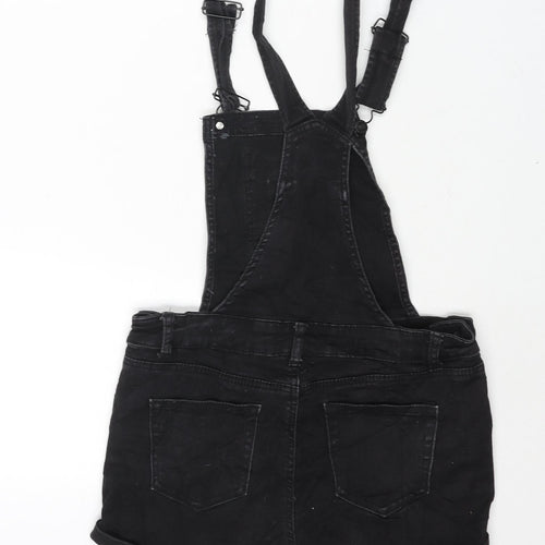 WAX JEAN Womens Black Cotton Dungaree One-Piece Size S L3 in Button