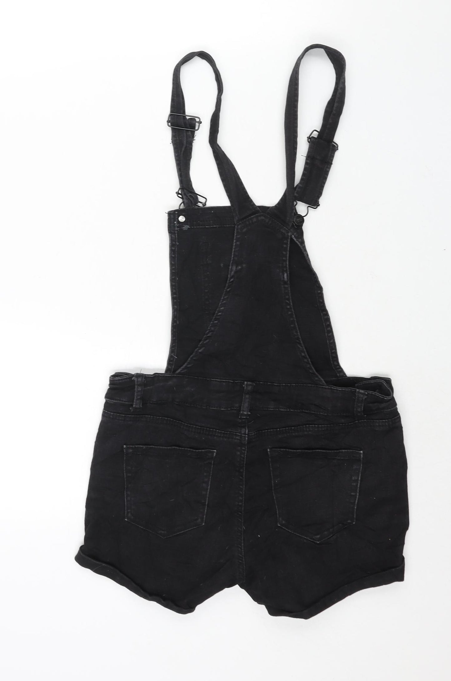 WAX JEAN Womens Black Cotton Dungaree One-Piece Size S L3 in Button