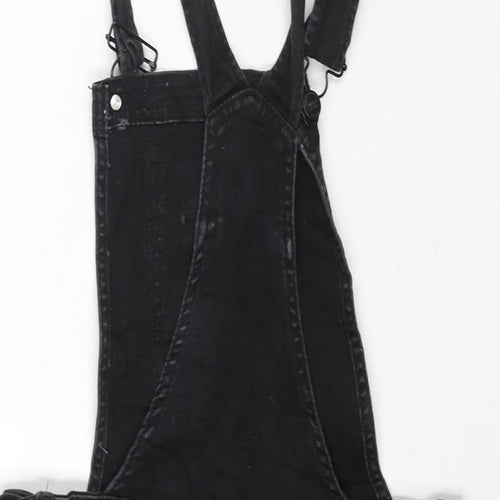 WAX JEAN Womens Black Cotton Dungaree One-Piece Size S L3 in Button