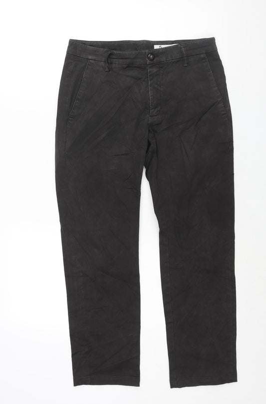 Department 5 Mens Black Cotton Chino Trousers Size 30 in L25 in Regular Zip