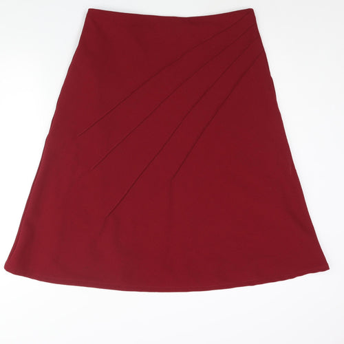 Marks and Spencer Womens Red Polyester A-Line Skirt Size 16