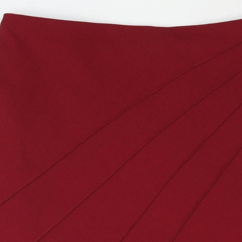 Marks and Spencer Womens Red Polyester A-Line Skirt Size 16