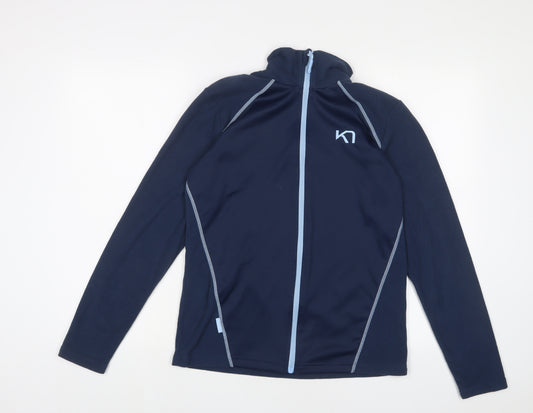 Kari Traa Mens Blue Jacket Size M Zip - Logo, Embroidered