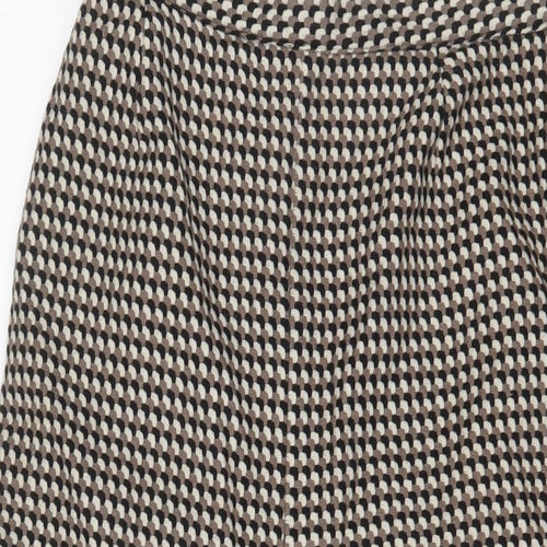 Gerry Firm Womens Brown Geometric Wool A-Line Skirt Size 16 Zip