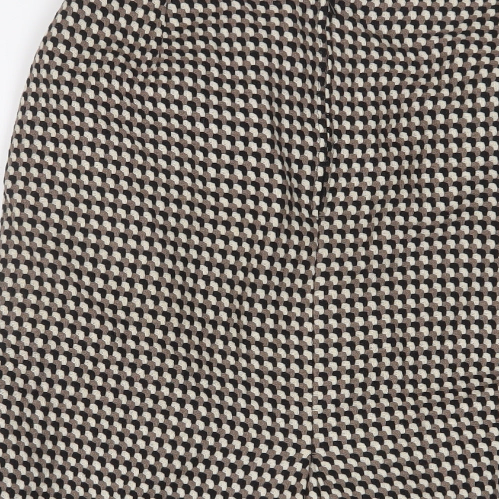 Gerry Firm Womens Brown Geometric Wool A-Line Skirt Size 16 Zip