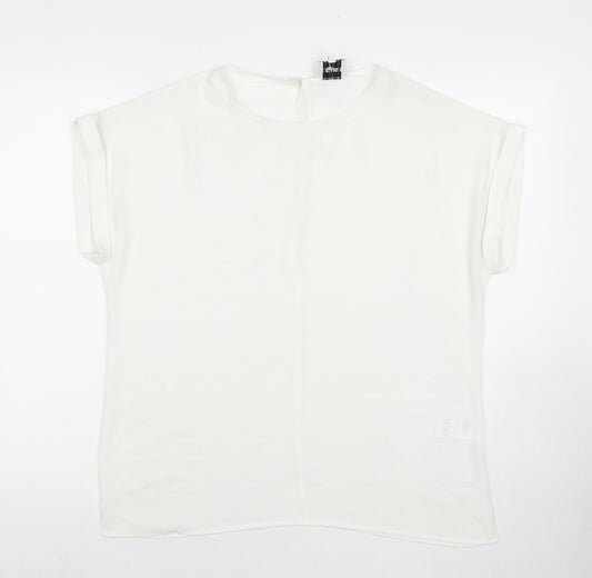 Reiss Womens White Polyester Basic Blouse Size 14 Round Neck