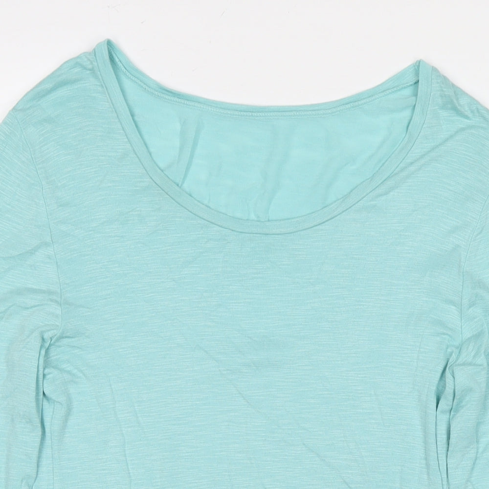 Marks and Spencer Womens Blue Viscose Basic T-Shirt Size 14 Round Neck