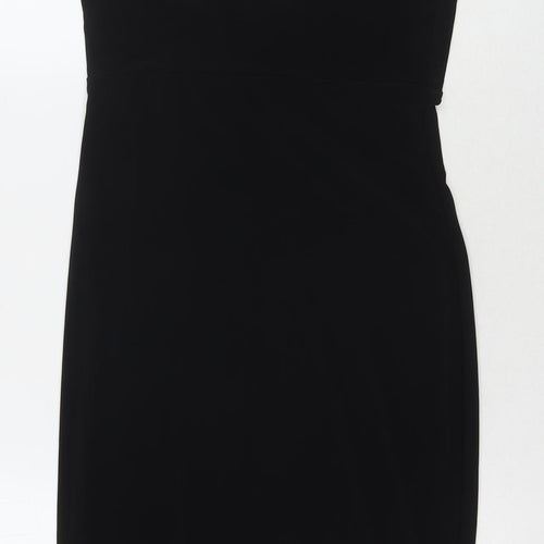 Club L Womens Black Polyester Slip Dress Size 10 V-Neck Pullover