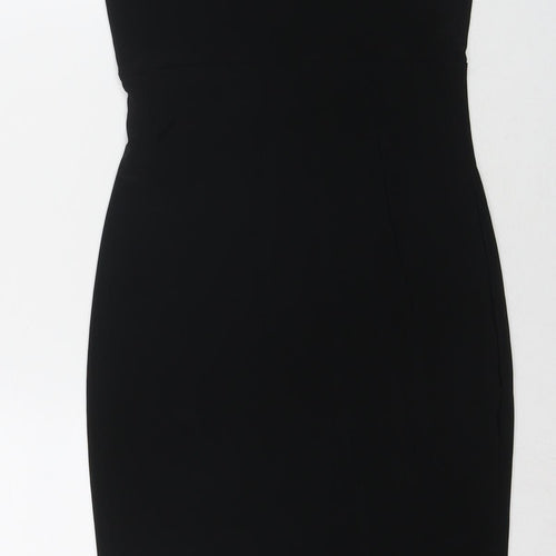 Club L Womens Black Polyester Slip Dress Size 10 V-Neck Pullover